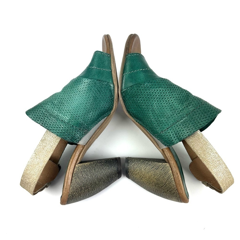 Miz Mooz Sandals 37 Teal Green Leather Vesitaire Collection‎ Slingback Shoes